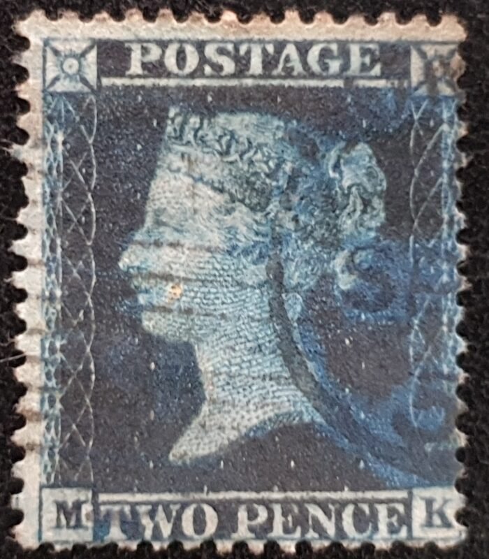 Great Britain Queen Victoria  1855 2d blue Plate 5 MK LC14 used