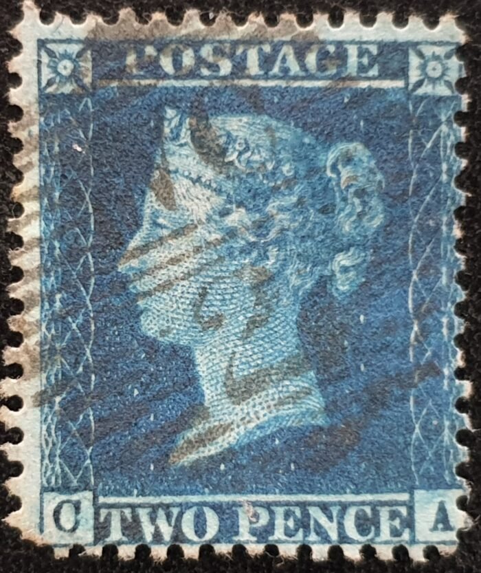 Great Britain Queen Victoria 1857 SG35 2d deep blue Plate 6 CA used