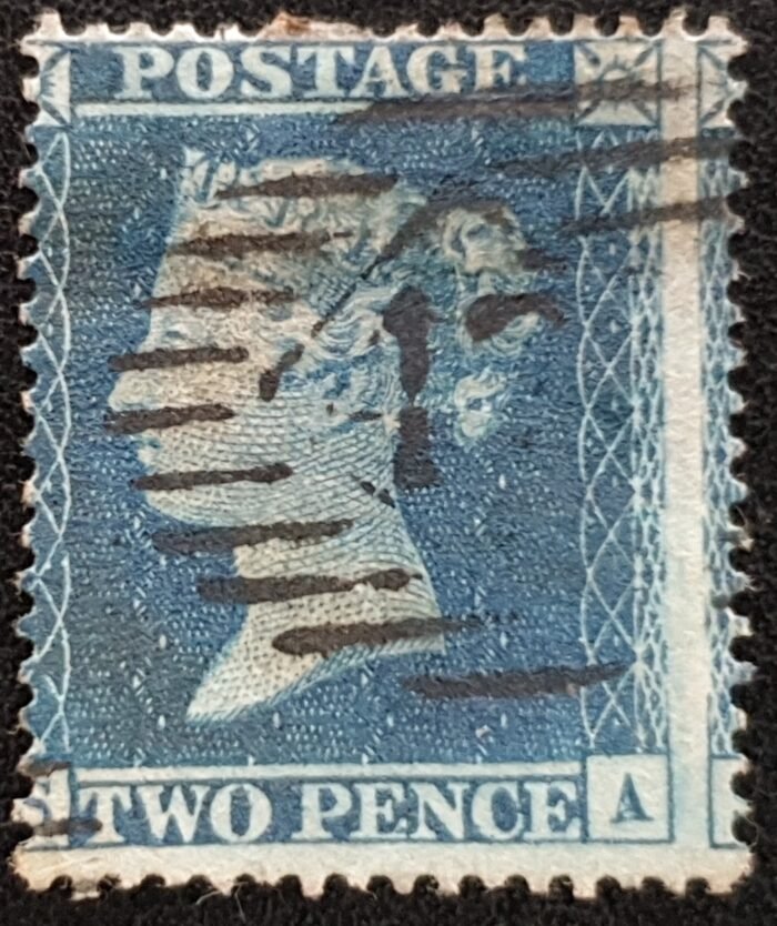 Great Britain Queen Victoria 1858 SG36a 2d blue Plate 6 LC16 Cat £325. SA used