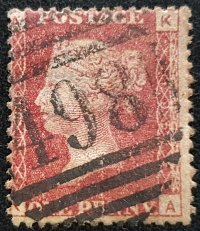 Great Britain Queen Victoria 1864 SG43 1d red Plate 195 KA used