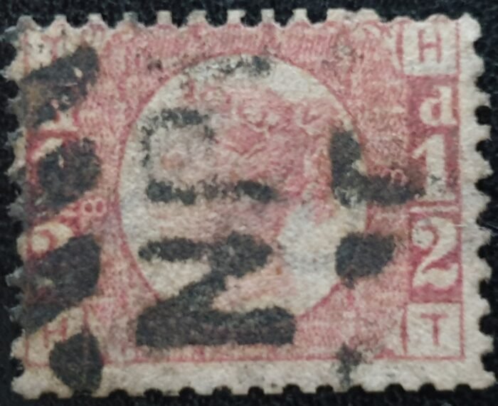 Great Britain Queen Victoria SG48 1/2d rose red Plate 8 HT used