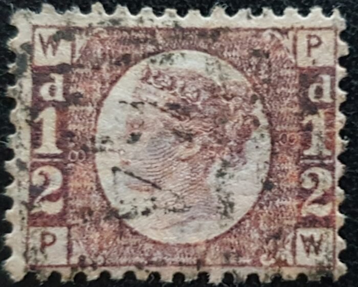 Great Britain Queen Victoria SG48 1/2d rose red Plate 8 PW used