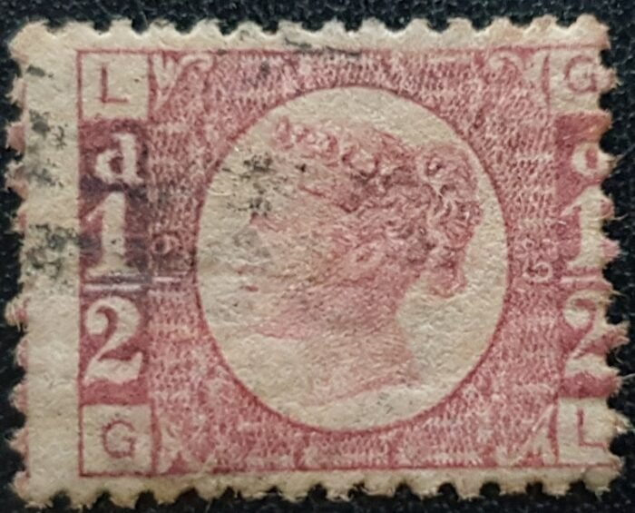 Great Britain Queen Victoria SG48 1/2d rose red Plate 19 GL used