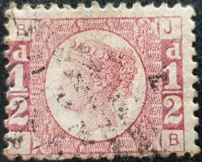 Great Britain Queen Victoria SG48 1/2d rose red Plate 13 JB used