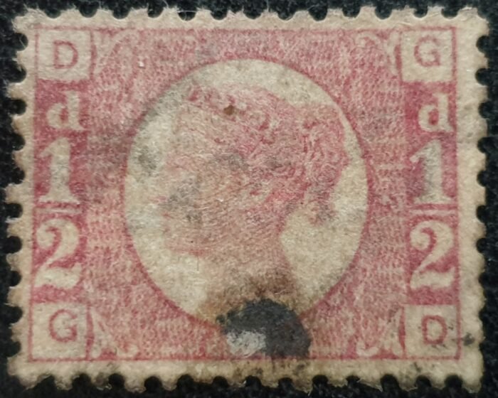 Great Britain Queen Victoria SG48/9 1/2d rose red Plate 12 GD used