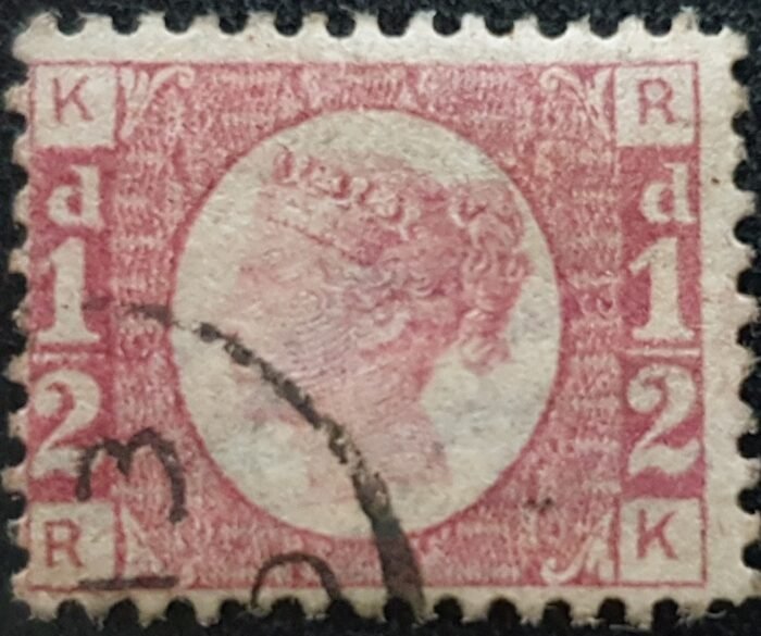 Great Britain Queen Victoria SG48/9 1/2d rose red Plate 3 RK used