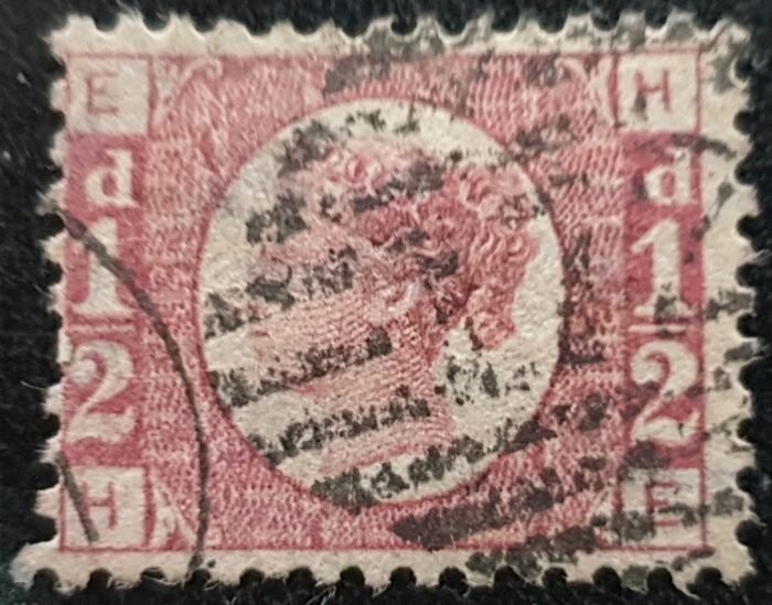 Great Britain Queen Victoria SG48/9 1/2d rose red Plate 12 HE used