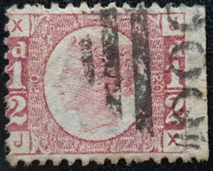 Great Britain Queen Victoria SG48/9 1/2d rose red Plate 20 JX used