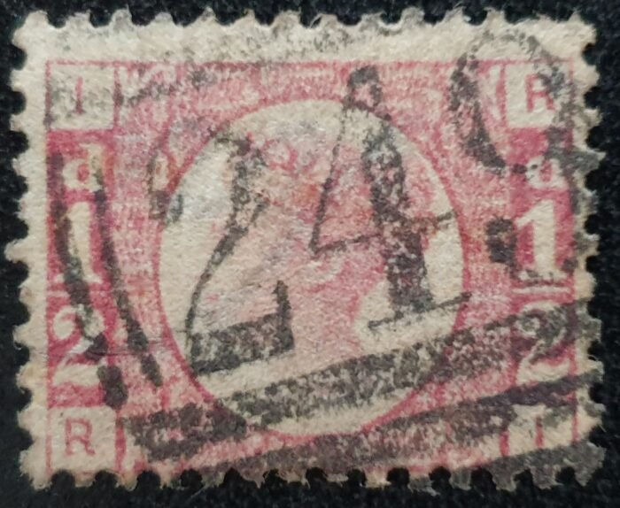 Great Britain Queen Victoria SG48/9 1/2d rose red Plate 1 RI used