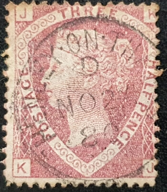 Great Britain Queen Victoria SG51 1½d Rose Red Plate 3 KJ used stamp