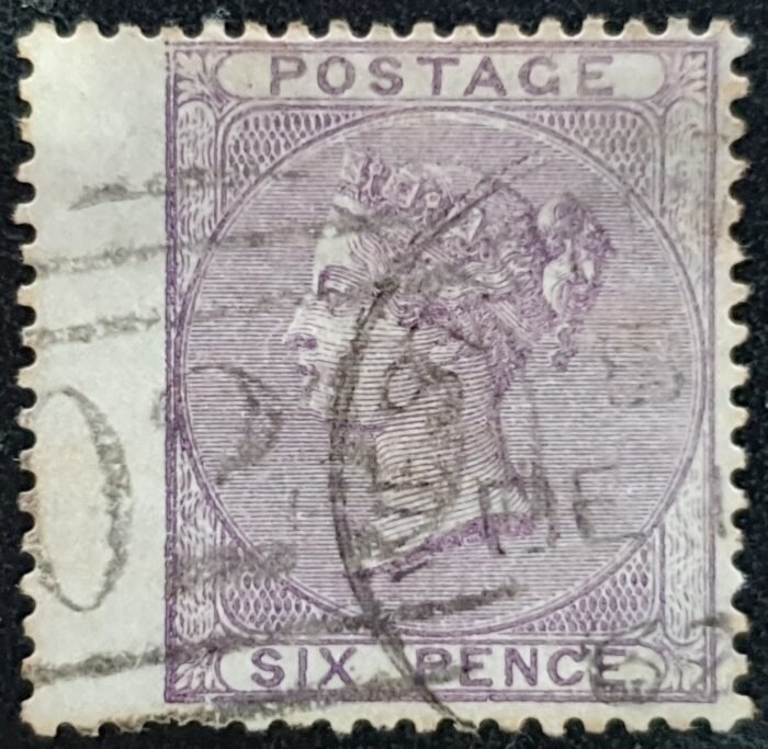 Great Britain Queen Victoria SG70b, 6d pale lilac, FINE USED. Cat £350. THICK PAPER