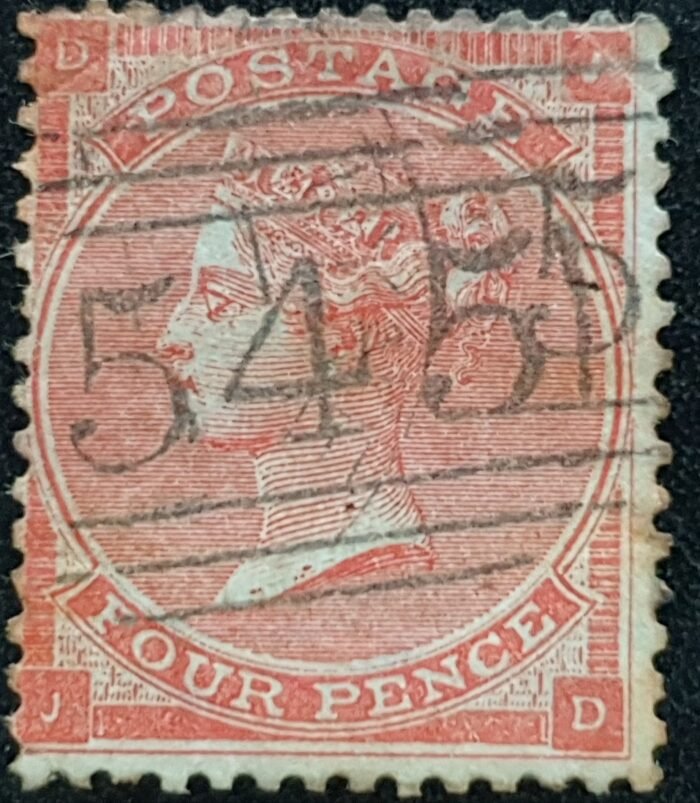 Great Britain Queen Victoria SG79 4d bright red Plate 3 JD used