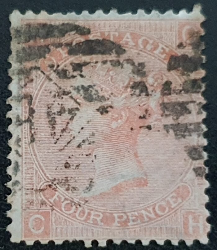 Great Britain Queen Victoria 1865 SG94 4d vermilion Plate 7 CH used