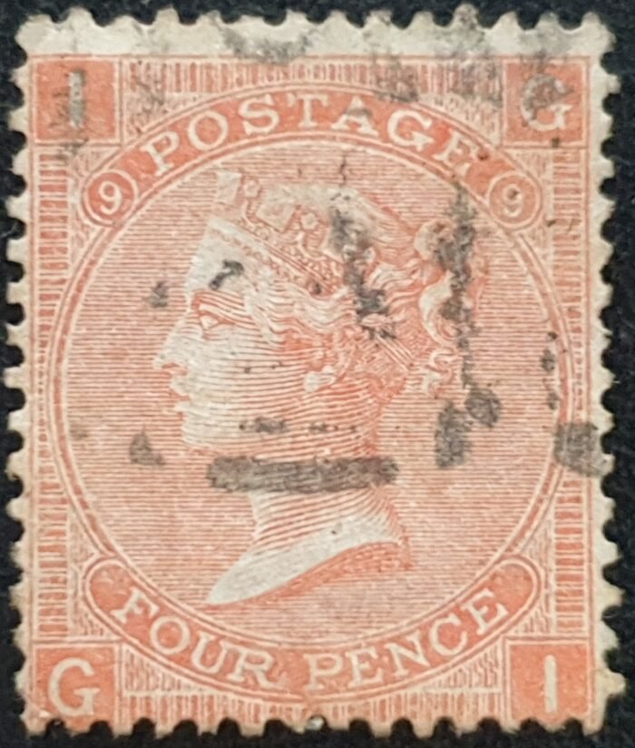 Great Britain Queen Victoria 1866 SG94 4d vermilion Plate 9 GI used