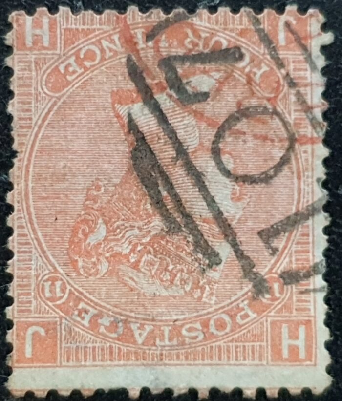 Great Britain Queen Victoria 1865 SG94wi 4d vermilion Plate 11 JH Wmk. Inv. used