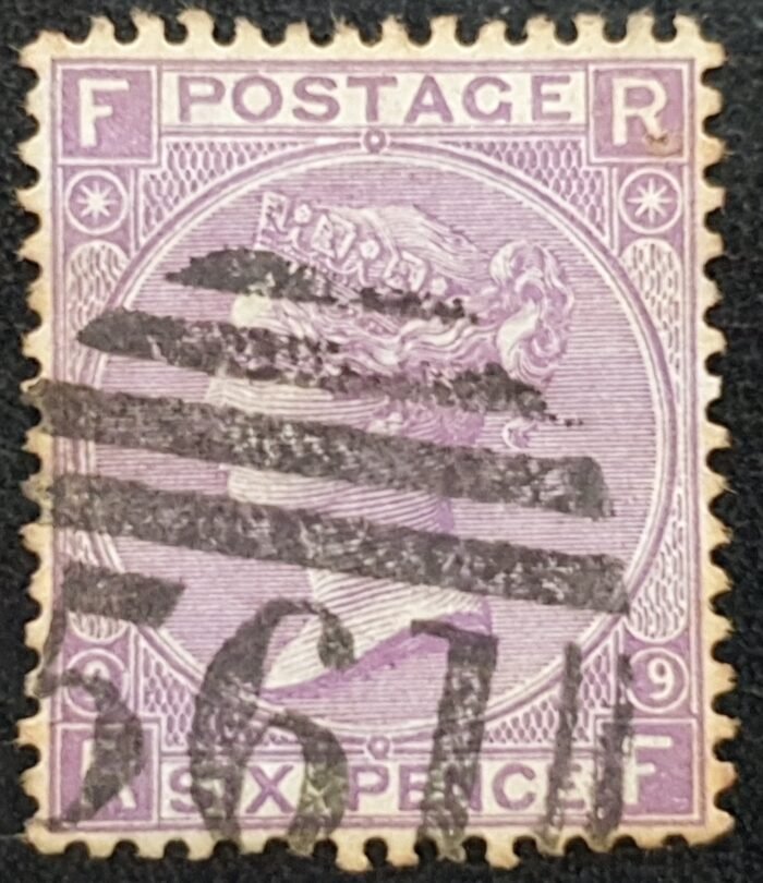 Great Britain Queen Victoria 1870 SG109 6d mauve Plate 9 RF used