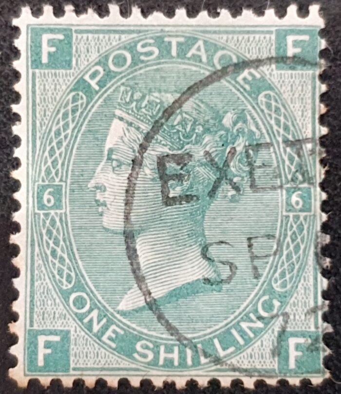 Great Britain Queen Victoria 1871 SG117 1s green Plate 6 FF CDS EXETER used