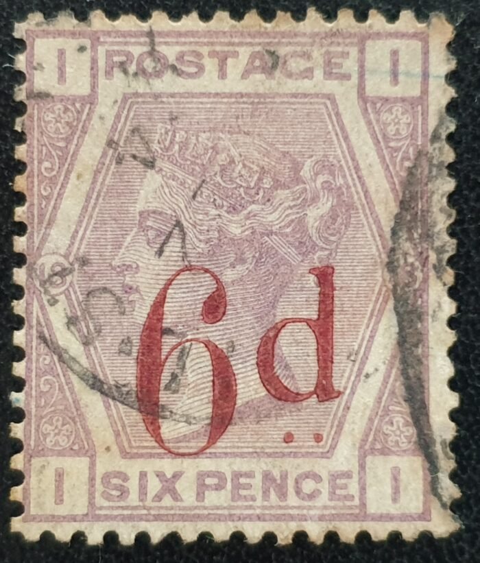 Great Britain Queen Victoria 1883 SG162 6d on 6d lilac Plate 18 (I-I) USED. Cat £150