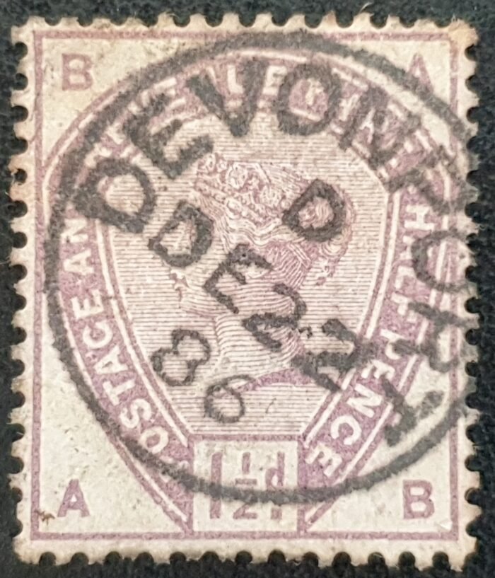 Great Britain Queen Victoria SG188, 1½d lilac, FINE USED. Cat £45. CDS DEVONPORT AB