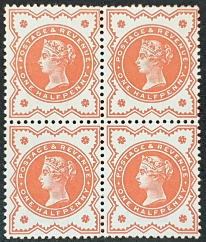 Great Britain Queen Victoria 1887 “Jubilee” SG197 ½d venetian Block of 4 LMM